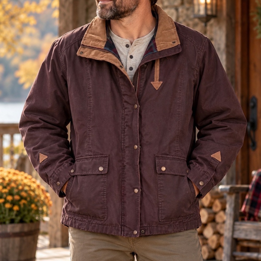 Legendary Whitetails Mens XL Plum Field Jacket Plaid Lined Corduroy Collar Coat